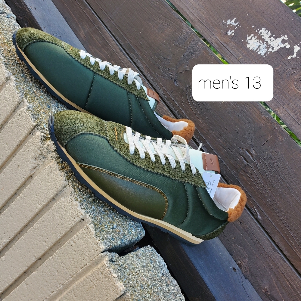 Coach Men's Green and Tan Low-Top Sneakers